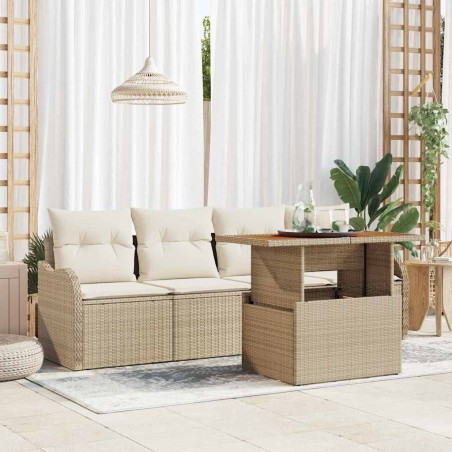 Ensemble de canapé de jardin 5 pcs Beige et crème polyrotin 518262518262