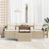 Ensemble de canapé de jardin 5 pcs Beige et crème polyrotin 518262518262