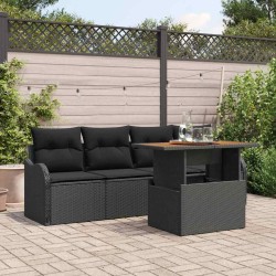 Ensemble de canapé de jardin avec coussin 5 pcs Noir polyrotin 518263518263