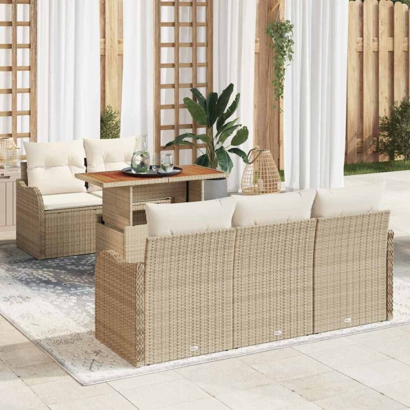 Ensemble de canapé de jardin 6 pcs Beige et crème polyrotin 518264518264
