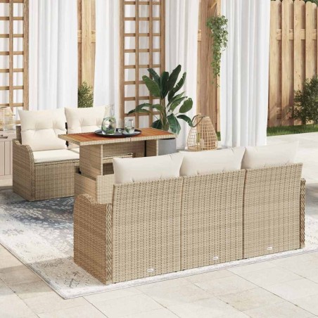Ensemble de canapé de jardin 6 pcs Beige et crème polyrotin 518264518264