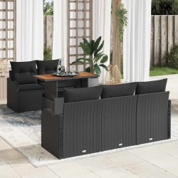 Ensemble de canapé de jardin avec coussin 6 pcs Noir polyrotin 518265518265