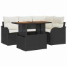 Ensemble de canapé de jardin 5 pcs Noir et Crème polyrotin 518266518266