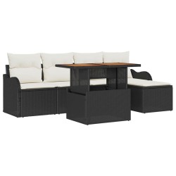 Ensemble de canapé de jardin 6 pcs Noir et Crème polyrotin 518267518267