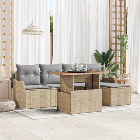 Ensemble de canapé de jardin 6 pcs Beige et Gris clair 518268518268
