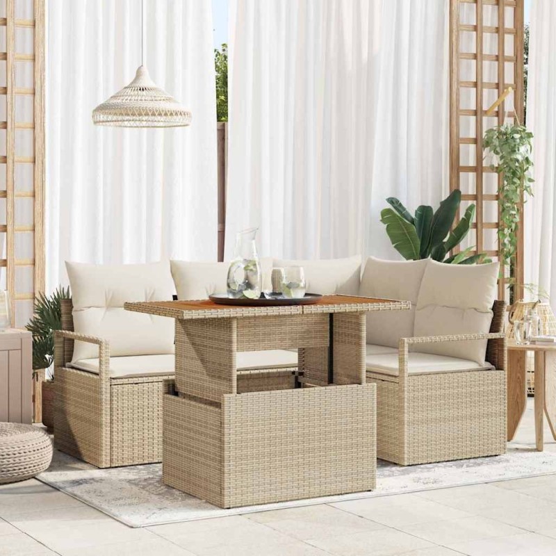 Ensemble de salle à manger pour jardin 5 pcs Beige et crème 518270518270