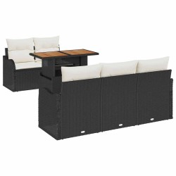 Ensemble de canapé de jardin 6 pcs Noir et Crème polyrotin 518271518271