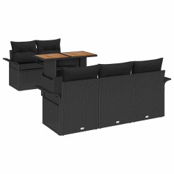 Ensemble de canapé de jardin avec coussin 6 pcs Noir polyrotin 518273518273