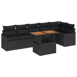 Ensemble de canapé de jardin avec coussin 7 pcs Noir 518274518274