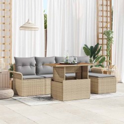 Ensemble de canapé de jardin 6 pcs beige et gris clair 518276518276