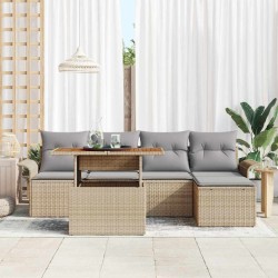 Ensemble de canapé de jardin 6 pcs beige et gris clair 518276518276