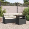 Ensemble de canapé de jardin 5 pcs Noir et Crème polyrotin 518277518277