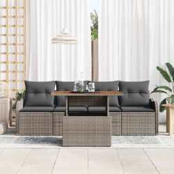 Ensemble de canapé de jardin avec coussin 5 pcs Gris polyrotin 518278518278