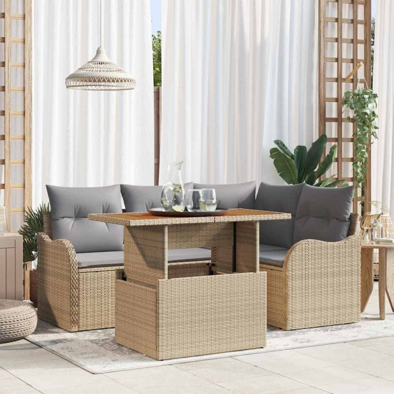 Ensemble de canapé de jardin 5 pcs Beige et Gris clair 518280518280