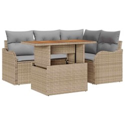 Ensemble de canapé de jardin 5 pcs Beige et Gris clair 518280518280