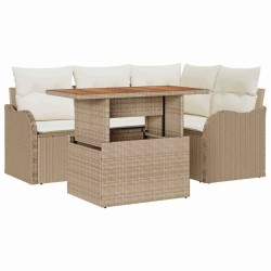 Ensemble de canapé de jardin 5 pcs Beige et crème polyrotin 518281518281