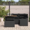 Ensemble de canapé de jardin avec coussin 5 pcs Noir polyrotin 518282518282