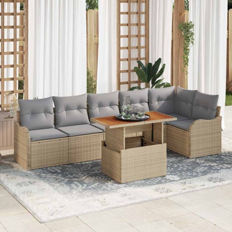 Ensemble de canapé de jardin 7 pcs beige et gris clair 518284518284