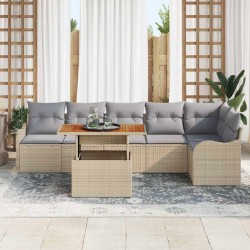 Ensemble de canapé de jardin 7 pcs beige et gris clair 518284518284