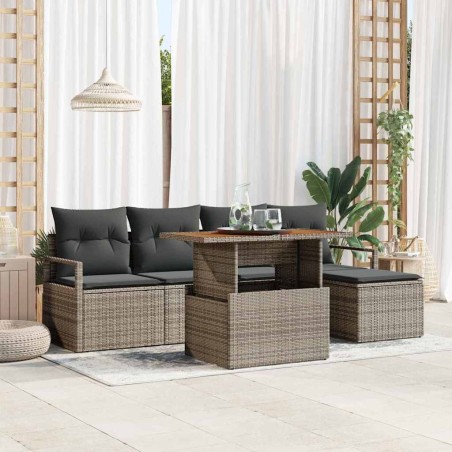 Ensemble de salle à manger pour jardin 6 pcs Gris et marron 518286518286