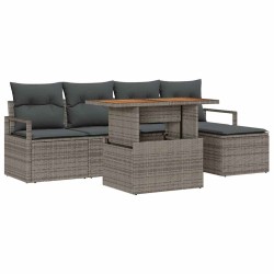 Ensemble de salle à manger pour jardin 6 pcs Gris et marron 518286518286