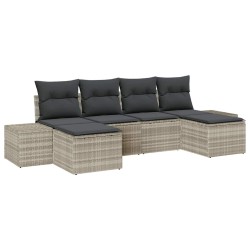 Ensemble de canapé de jardin 6 pcs Gris clair polyrotin 518287518287