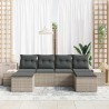 Ensemble de canapé de jardin 6 pcs Gris clair polyrotin 518287518287