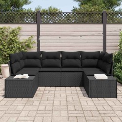Ensemble de canapé de jardin avec coussin 6 pcs Noir polyrotin 518289518289