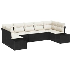 Ensemble de canapé de jardin avec coussin 7 pcs Noir polyrotin 518290518290
