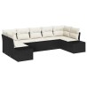 Ensemble de canapé de jardin avec coussin 7 pcs Noir polyrotin 518290518290