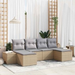 Ensemble de canapé de jardin avec coussin 6 pcs Beige polyrotin 518291518291