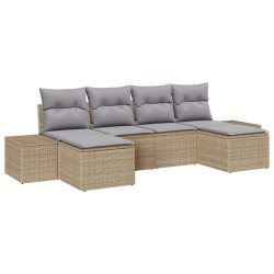 Ensemble de canapé de jardin avec coussin 6 pcs Beige polyrotin 518291518291