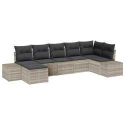 Ensemble de canapé de jardin 7 pcs Gris clair polyrotin 518293518293