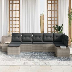 Ensemble de canapé de jardin 7 pcs Gris clair polyrotin 518293518293