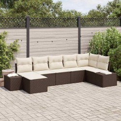 Ensemble de canapé de jardin 7 pcs Marron polyrotin 518294518294