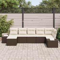 Ensemble de canapé de jardin 7 pcs Marron polyrotin 518294518294