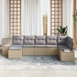 Ensemble de canapé de jardin avec coussin 7 pcs Beige polyrotin 518295518295
