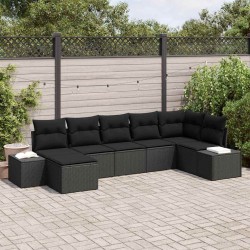 Ensemble de canapé de jardin avec coussin 7 pcs Noir polyrotin 518296518296