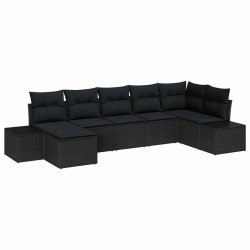 Ensemble de canapé de jardin avec coussin 7 pcs Noir polyrotin 518296518296