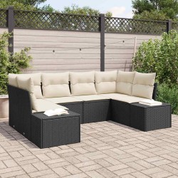 Ensemble de canapé de jardin avec coussin 6 pcs Noir polyrotin 518297518297