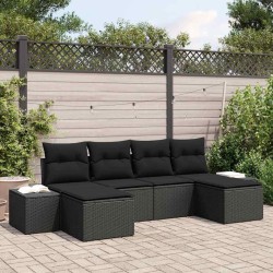 Ensemble de canapé de jardin avec coussin 6 pcs Noir polyrotin 518298518298