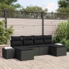 Ensemble de canapé de jardin avec coussin 6 pcs Noir polyrotin 518298518298
