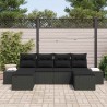 Ensemble de canapé de jardin avec coussin 6 pcs Noir polyrotin 518298518298