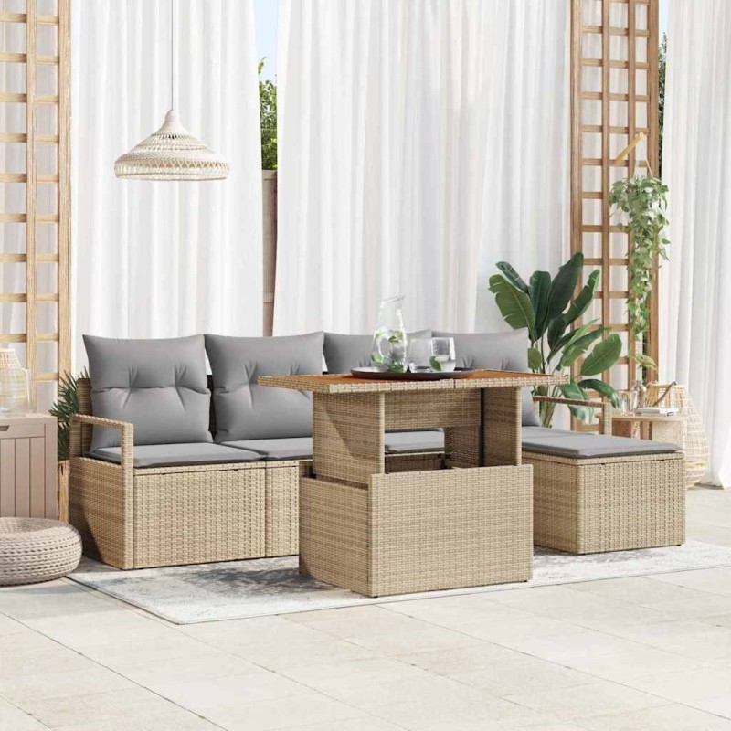 Ensemble de salle à manger pour jardin 6 pcs Beige et gris 518299518299