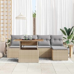 Ensemble de salle à manger pour jardin 6 pcs Beige et gris 518299518299