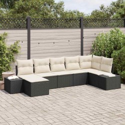 Ensemble de canapé de jardin avec coussin 7 pcs Noir polyrotin 518300518300