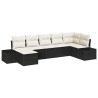 Ensemble de canapé de jardin avec coussin 7 pcs Noir polyrotin 518300518300