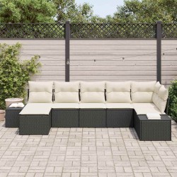 Ensemble de canapé de jardin avec coussin 7 pcs Noir polyrotin 518300518300