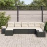 Ensemble de canapé de jardin avec coussin 7 pcs Noir polyrotin 518300518300