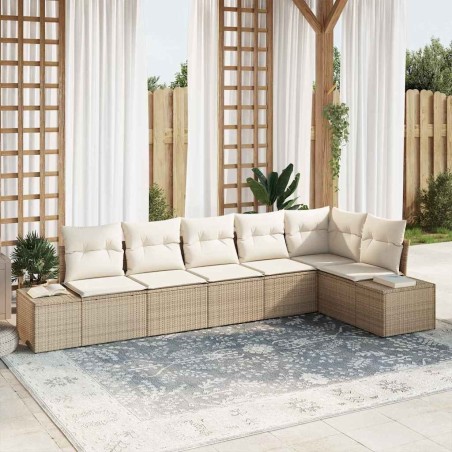 Ensemble de canapé de jardin 6 pcs Beige et crème polyrotin 518301518301